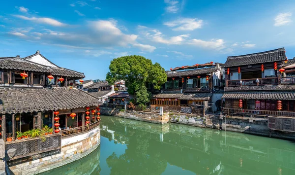 Xitang Antika Staden Gamla Bostads Floden — Stockfoto