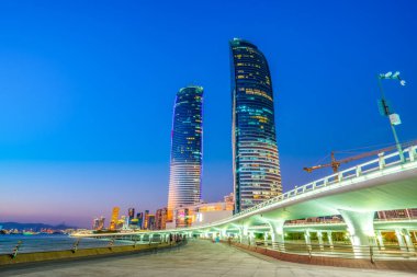 Xiamen kıyı şeridi manzarası gece manzarası