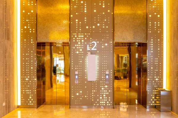 The grand elevator lobby of the hotel