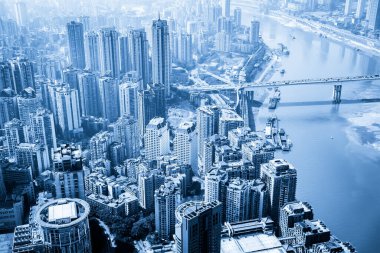Hava fotoğrafçılığı Chongqing şehir mimarisi ufuk çizgisi