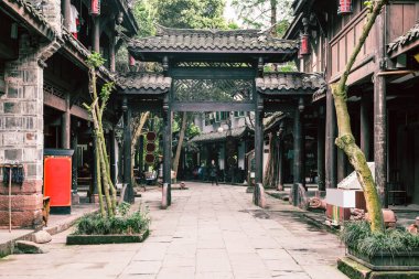 Huanglongxi antik şehir Chengd 'in mimari caddesi.