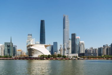 Guangzhou Şehri Modern Mimari Manzarası Skyline