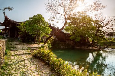Zhejiang ilindeki Antik Taishun Lounge Köprüsü, Çin