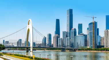 Guangzhou Şehri Modern Mimari Manzarası Skyline