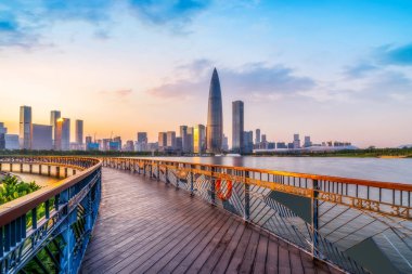 Shenzhen City Skyline ve Office Building Architectural Landscap