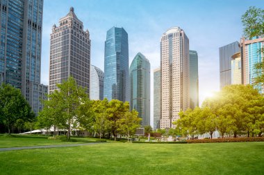 Lujiazui 'nin modern mimari manzarası, Şangay