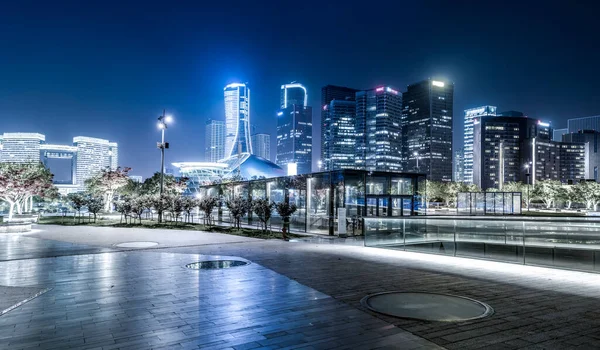 Night view of architectural landscape and urban skyline in Hangz