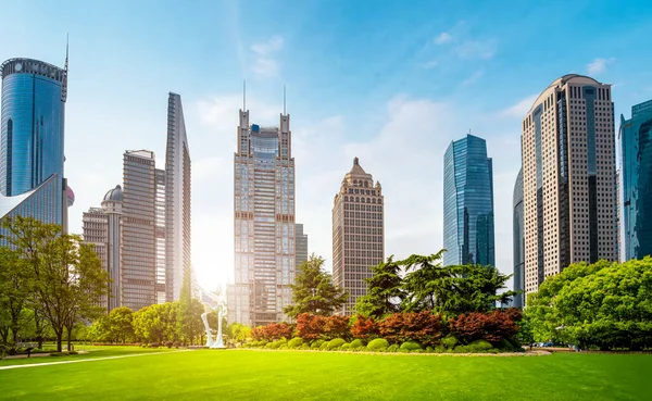 Architektonická Krajina Městská Ulice Lujiazui Kancelářské Buil — Stock fotografie