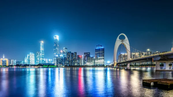 Guangzhou City Panorama Architektura Krajiny Noci — Stock fotografie