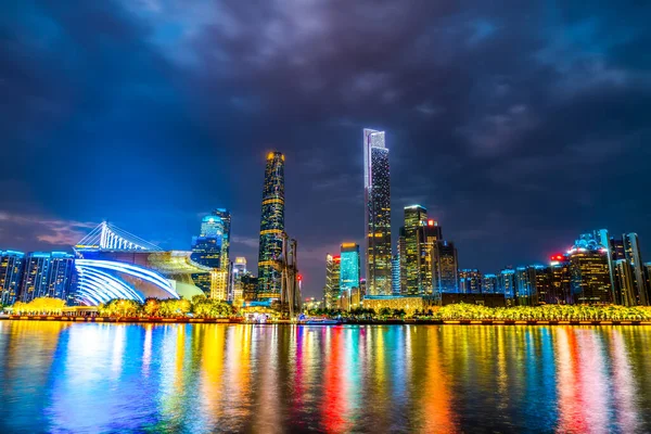 Guangzhou Stad Natt Och Arkitektoniska Landskap Skyline — Stockfoto