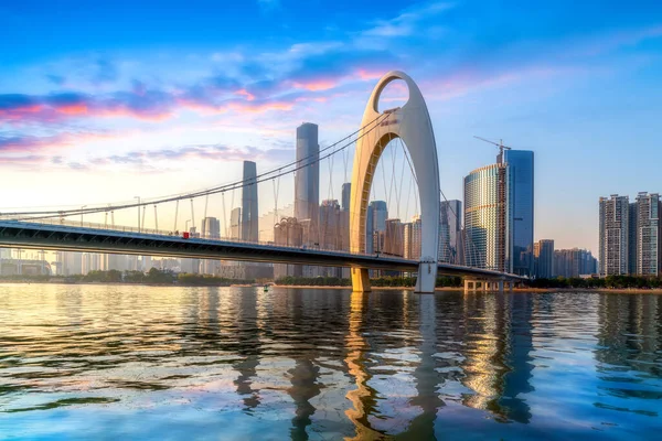 Guangzhou Malam Kota Dan Lanskap Arsitektur Skyline — Stok Foto