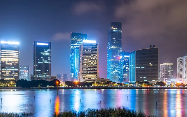 Nattutsikt Över Cbd Byggnadslandskapet Fuzhou — Stockfoto