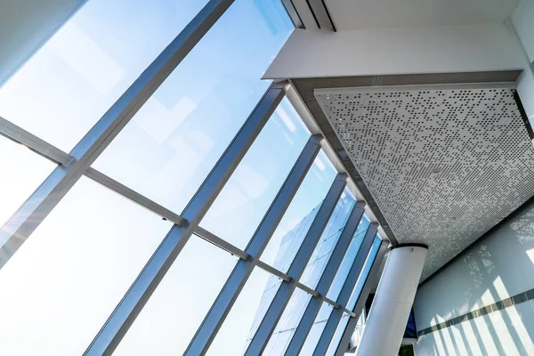 Big glass window in modern Chinese building