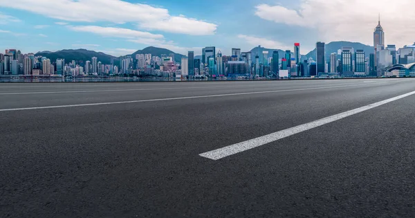 Carretera Vacía Con Paisaje Urbano China —  Fotos de Stock