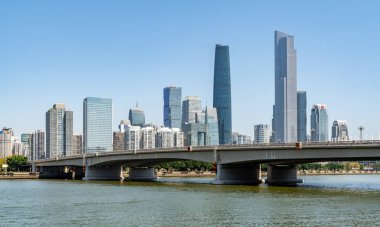 Guangzhou Şehri Modern Mimari Manzarası Skyline
