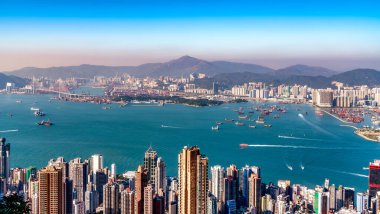 Hong Kong 'un güzel silueti, Chin.