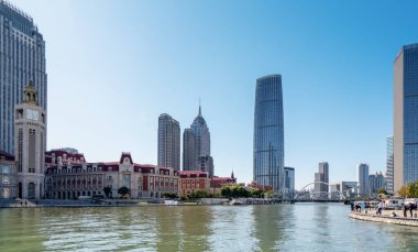 Tianjin kentsel mimari manzarası ve gökyüzü