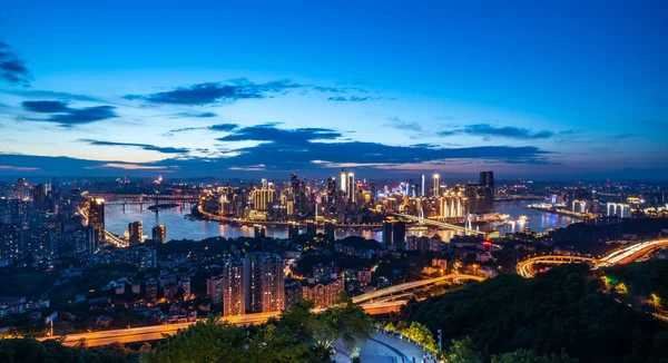 Widok Nocy Architektury Chongqing Skylin Miejskich — Zdjęcie stockowe