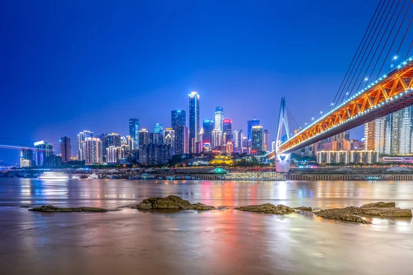 Nattutsikt Och Vacker Skyline Chongqing Urban Architectura — Stockfoto