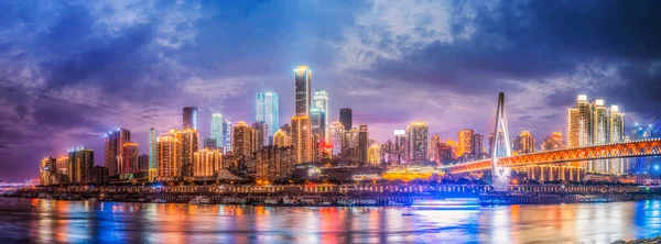 Skyline Night View Chongqing Urban Architectur — 스톡 사진