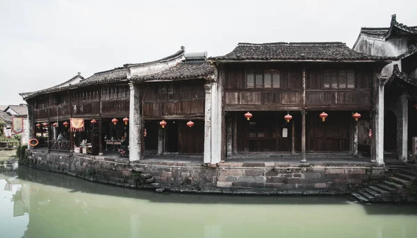 Rivières Maisons Anciennes Dans Les Villes Anciennes Province Zhejiang — Photo