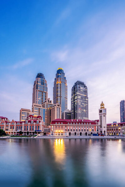 Тяньцзинь городской архитектурный ландшафт и skylin
