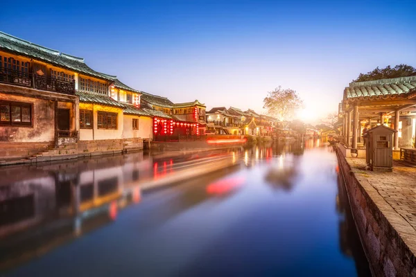 Beautiful Night View Houses River Xitang Ancien — Stock Photo, Image