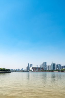 Guangzhou Şehri Modern Mimari Manzarası Skyline