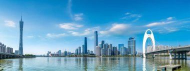 Guangzhou Şehri Modern Mimari Manzarası Skyline
