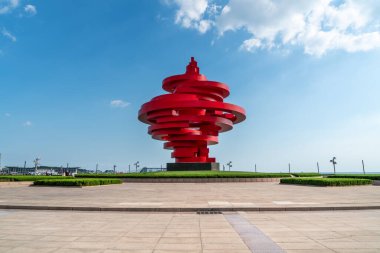 Çağdaş şehir manzarası Qingdao, Chin 'in ufuk çizgisi