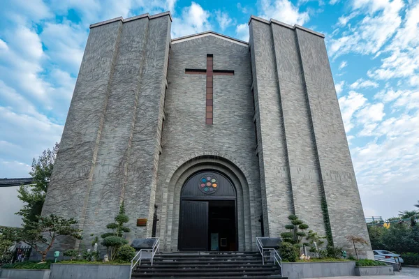 Keresztény Templom Ősi Utcákon Hangzho — Stock Fotó
