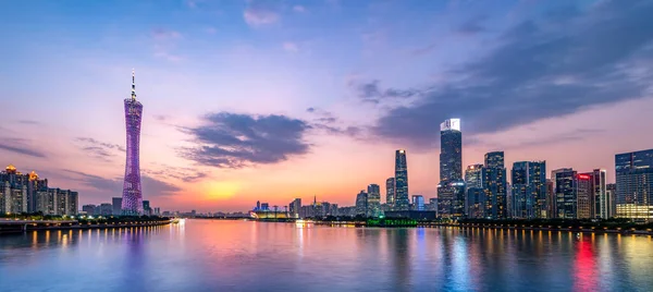 Skyline Ville Guangzhou Paysage Architectural Nuit — Photo