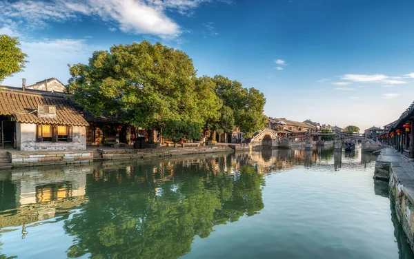 Xitang Gamla Staden Floder Och Gamla Byggnader Och Hus — Stockfoto