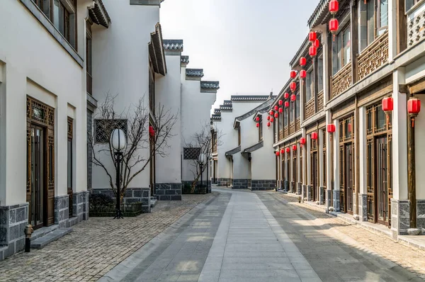 Κινέζικου Στυλ Κτίρια Και Δρόμο — Φωτογραφία Αρχείου