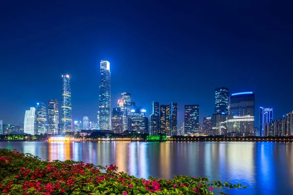 Paesaggio Notturno Skyline Del Paesaggio Architettonico Urbano Guangzhou — Foto Stock