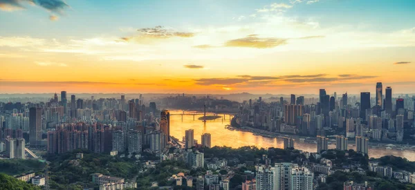 Visão Noturna Chongqing Arquitetura Skylin Urbano — Fotografia de Stock