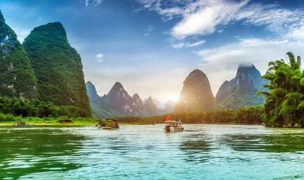 Long Rivier Karst Berglandschap Yangshuo Guilin — Stockfoto