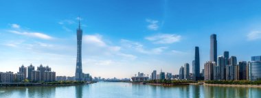 Guangzhou Şehri Modern Mimari Manzarası Skyline