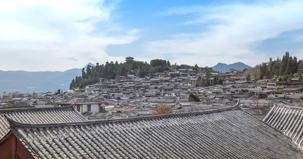 Panorama Des Vieilles Maisons Dans Ville Antique Lijiang — Photo