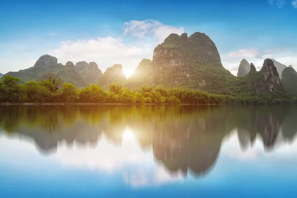 Long Rivier Karst Berglandschap Yangshuo Guilin — Stockfoto