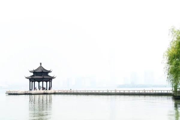 Suzhou Jinji Lake Oude Paviljoen Lange Bridg — Stockfoto