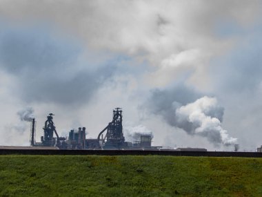 Panorama image of the site of Tata Steel (formerly Corus) in the Netherlands. clipart