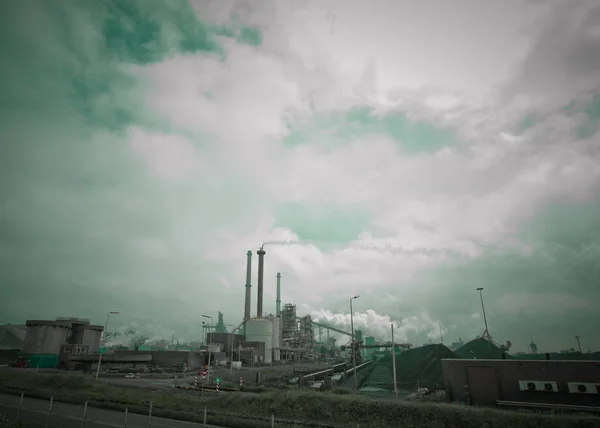 Panorama image of the site of Tata Steel in the Netherlands.