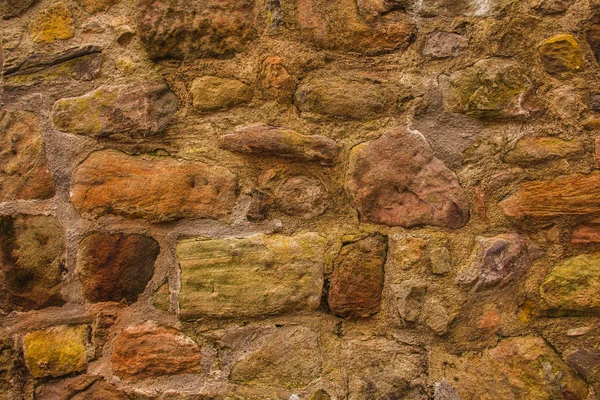 Yellow Brown Red Stone Wall Fragment Architectural Buildings Scotland Public — Stock Photo, Image