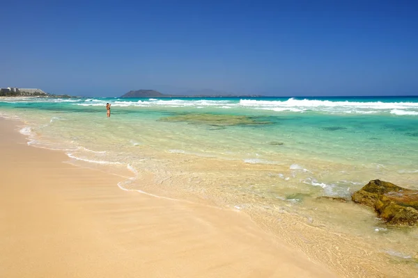 Fuerteventura üzerinde Beach Corralejo, Kanarya Adaları.