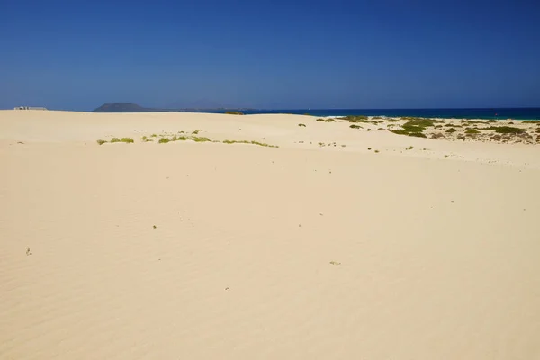 Sand Dunes and beach in National Park Corralejo, Fuerteventura. — Stock Photo, Image