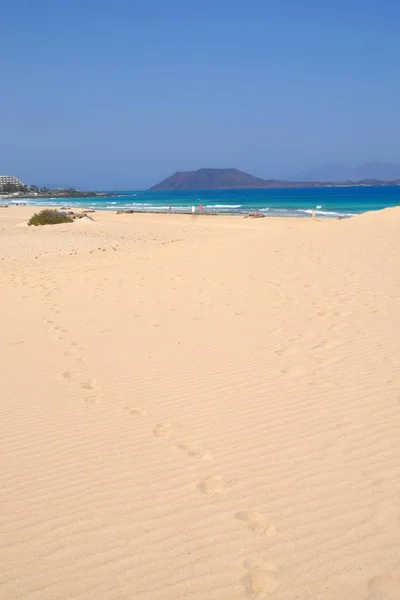 Ulusal Park Corralejo, Fuerteventura kum tepeleri ve plaj. — Stok fotoğraf