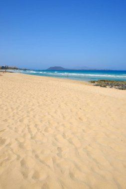 Fuerteventura üzerinde Beach Corralejo, Kanarya Adaları.