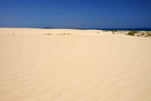 Sand Dunes and beach in National Park Corralejo, Fuerteventura. — Stock Photo, Image