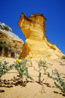 Albufeira Beach Praia do Tunel, Algarve, Portekiz.